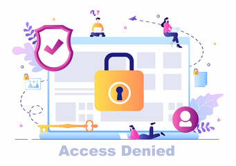 Login Access Denied Vector Illustration. System Refuses Password, Error and Entry to Computer Device Showing user does not have Permission for Website or Mobile Development