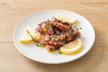 grilled octopus or squid with butter lemon sauce