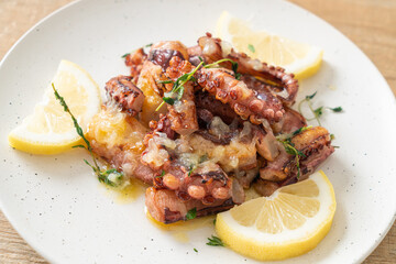grilled octopus or squid with butter lemon sauce