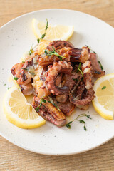 grilled octopus or squid with butter lemon sauce