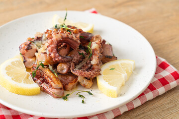 grilled octopus or squid with butter lemon sauce