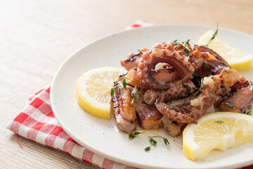grilled octopus or squid with butter lemon sauce
