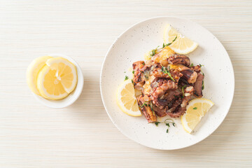 grilled octopus or squid with butter lemon sauce
