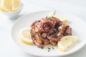 grilled octopus or squid with butter lemon sauce