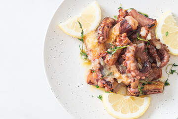 grilled octopus or squid with butter lemon sauce