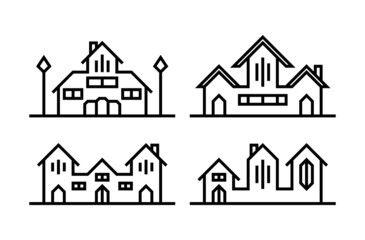 Set of vector houses with lines. suitable for building icons, housing, houses and real estate
