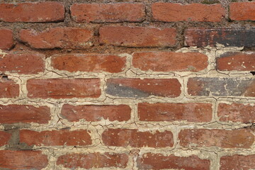 Muro de ladrillos rojos viejos y desgastados
