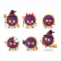 Halloween expression emoticons with cartoon character of blueberry pie