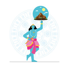 Obraz na płótnie Canvas lord krishna lifting mountain