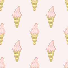 Ice cream seamless pattern Vector illustration.cute pattern.