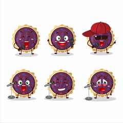 A Cute Cartoon design concept of blueberry pie singing a famous song