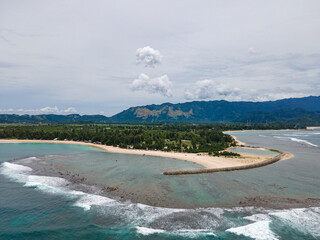 Lampuuk Beach Aceh Aerial View. One of beautiful Beach in Aceh, Indonesia.