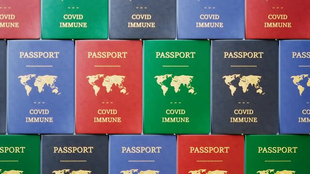 Set of covid19 immunity passports. Concept of travelling during coronavirus.