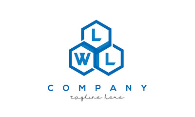 LWL letters design logo with three polygon hexagon logo vector template