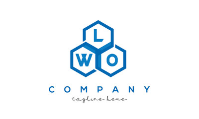 LWO letters design logo with three polygon hexagon logo vector template