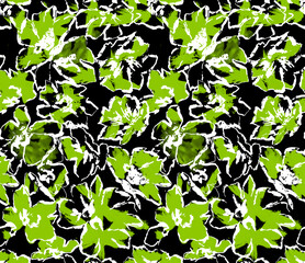 Seamless abstract flowers pattern, floral print.	