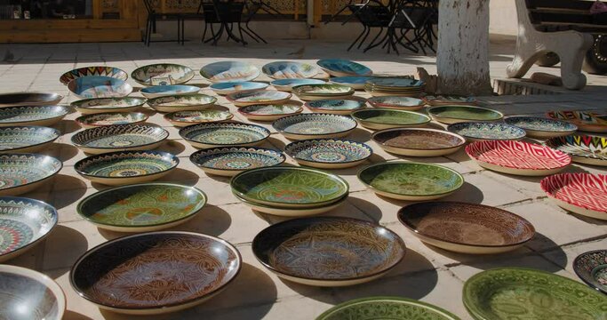 National colorful ceramic plates Bukhara, Uzbekistan 3 of 4