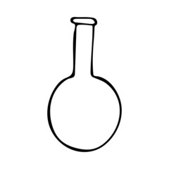 chemical flask icon. hand drawn doodle style. vector, minimalism, monochrome. laboratory glassware.