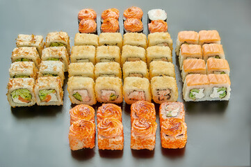 a set of delicious and juicy rolls, sushi, Japanese cuisine