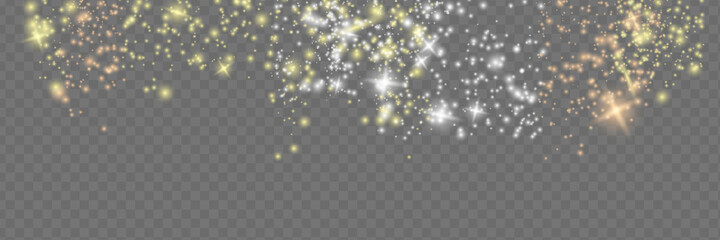 Sparkling magical dust particles . The dust sparks and golden stars shine with special light.