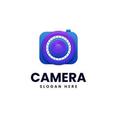 Vector Logo Illustration Camera Gradient Colorful Style.