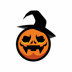 Halloween symbols pumpkin,logo design, vector illustration
