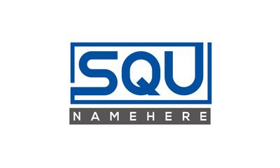 SQU Letters Logo With Rectangle Logo Vector