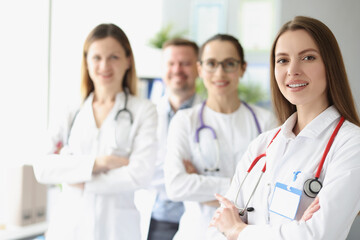 Fototapeta premium Doctors posing in clinic office