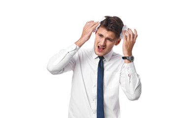 a person documents work is dissatisfaction emotions isolated background