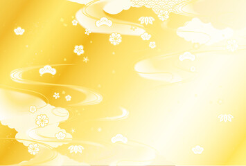 金色　美しい日本の和風柄　背景素材