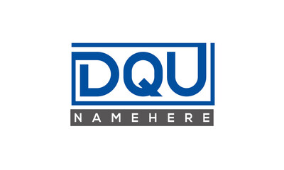 DQU Letters Logo With Rectangle Logo Vector