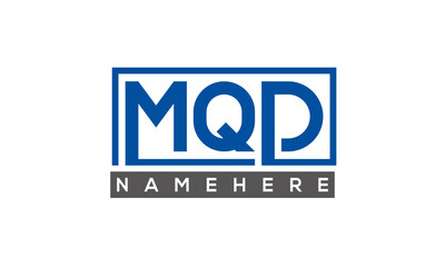 MQD Letters Logo With Rectangle Logo Vector