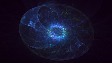 Obraz premium 3D rendering abstract blue fractal light background