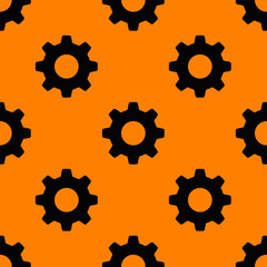 Seamless patterned images of the gear wheel. gear on an orange background. 3d image. 3d rendering