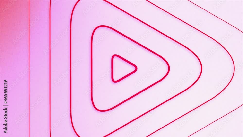 Poster player sign on white background. motion. contour of triangular shape moves in waves from center. pla