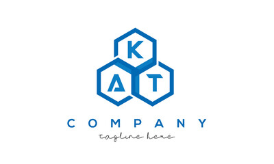 KAT letters design logo with three polygon hexagon logo vector template