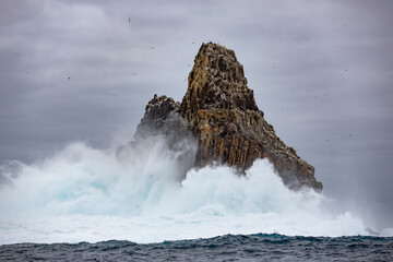 Wild seas and conditions at Pedra Branca, Tasmania