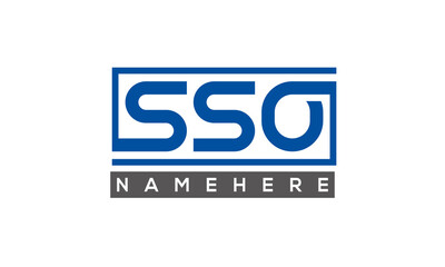 SSO Letters Logo With Rectangle Logo Vector