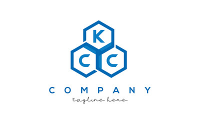 KCC letters design logo with three polygon hexagon logo vector template