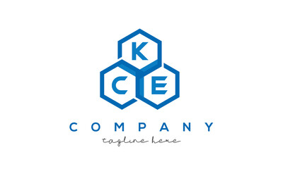 KCE letters design logo with three polygon hexagon logo vector template