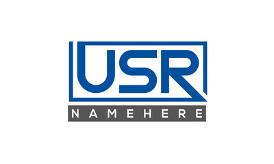 USR Letters Logo With Rectangle Logo Vector