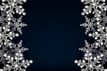 Banner with silver snowflakes vector illustration eps 10