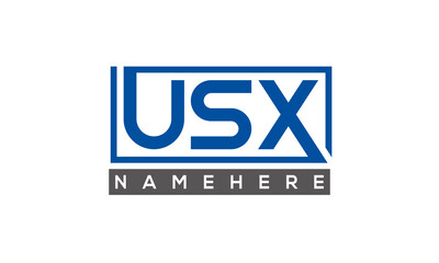 USX Letters Logo With Rectangle Logo Vector