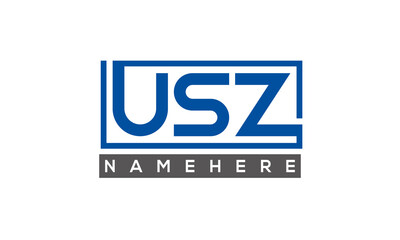 USZ Letters Logo With Rectangle Logo Vector