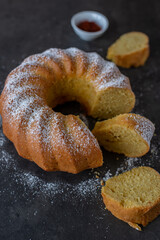 sweet saffron vanilla bundt cake on a table