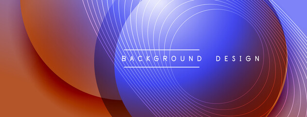 Gradient circles with shadows. Vector techno abstract background. Modern overlapping forms wallpaper background, design template
