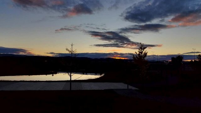 Timelapse shot of a park near Miyamae in Asahikawa City Hokkaido Japan during dusk