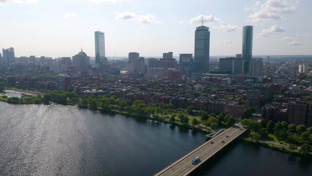 Scenic Aerial View of Boston's Back Bay on Beautiful Summer Day