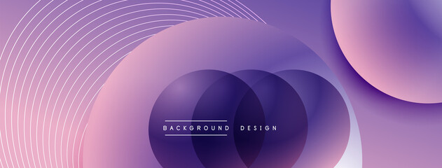 Gradient circles with shadows. Vector techno abstract background. Modern overlapping forms wallpaper background, design template