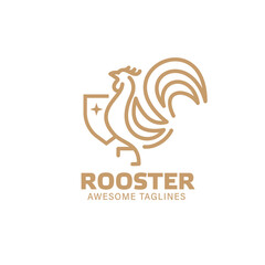 simple outlines Roosters and shield illustration